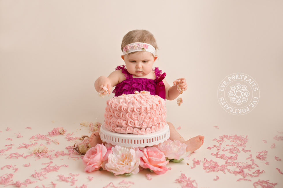 Lancaster baby photographer, cake smash, eating cake