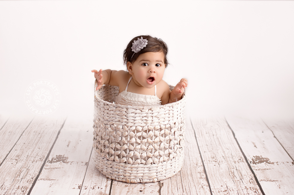 Lancaster PA Baby photographer, baby girl in basket