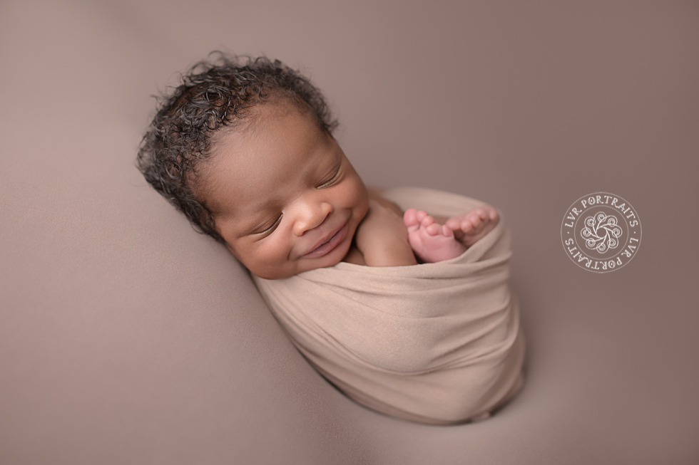 Lancaster County Newborn Photographer, black baby boy smiling, Lancaster PA newborn photographer