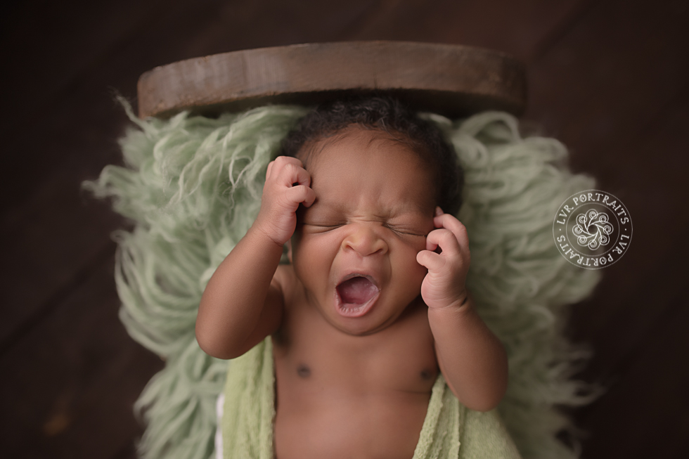 Lancaster PA newborn photographer, Lancaster County Newborn Photographer, black baby boy yawning