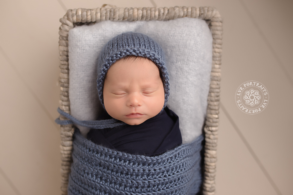 newborn baby photographer, Lancaster PA, boy in basket