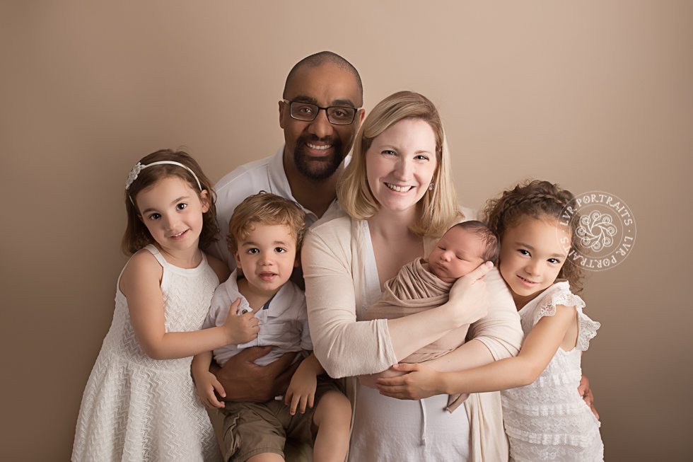 Lancaster newborn photography, bi-racial family, four kids, newborn baby