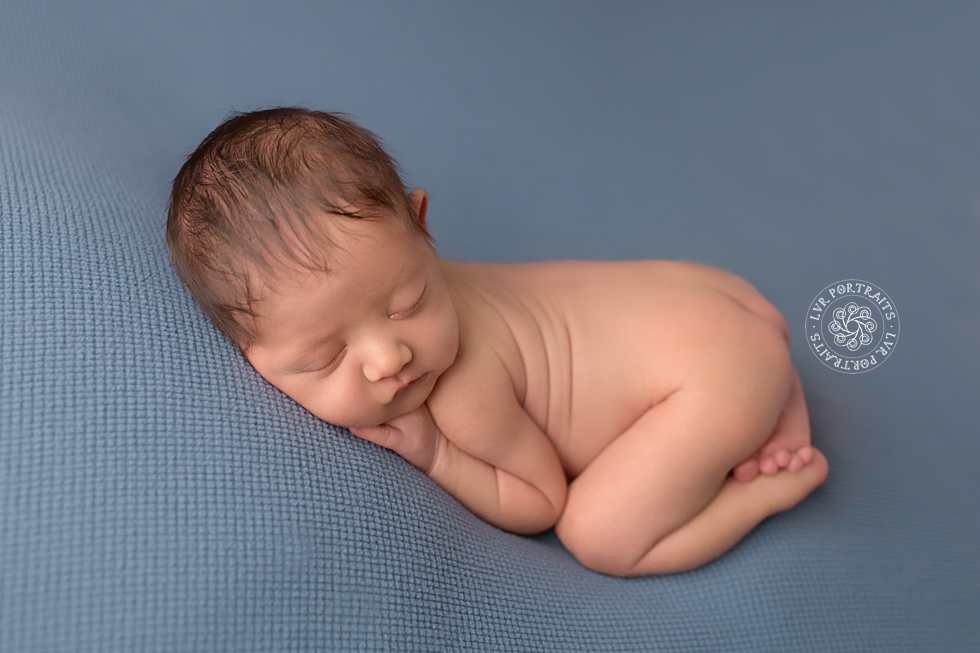 Lancaster-PA-Newborn-Photographer-baby boy on blue background
