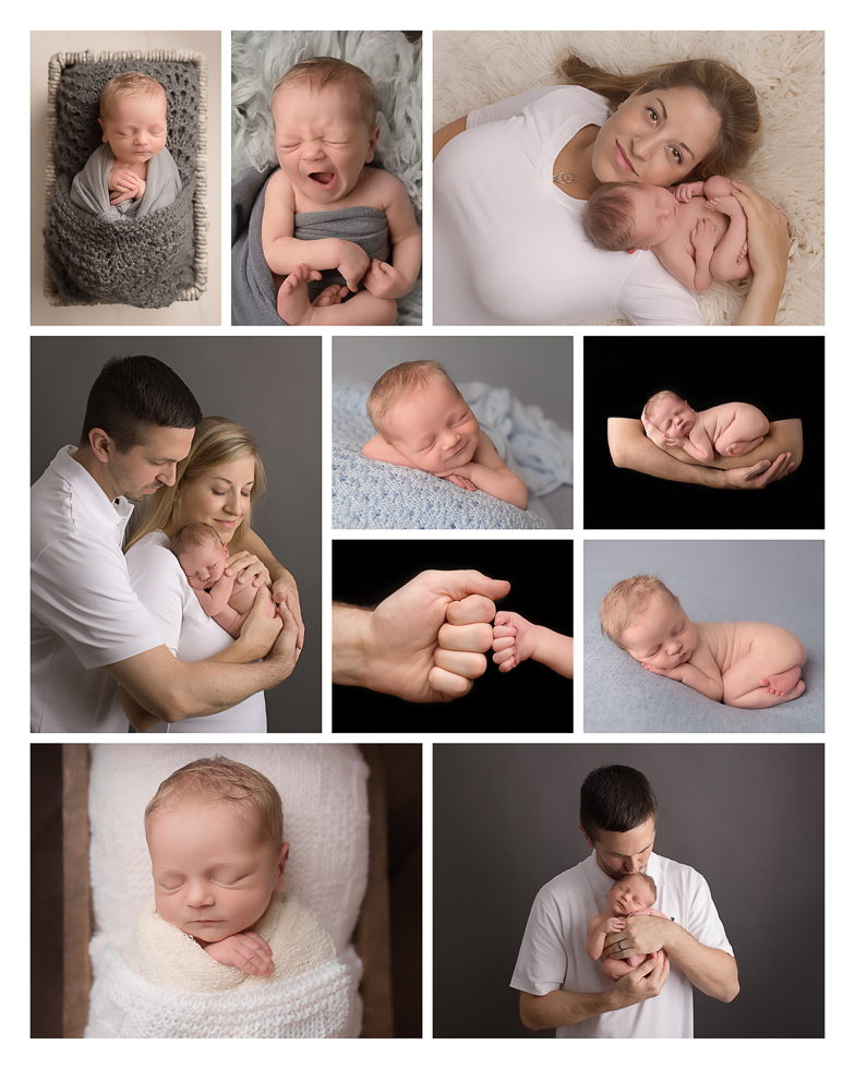 newborn session, newborn baby boy, collage