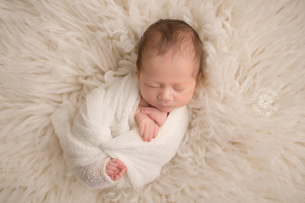 infant photographer, newborn boy, white flokati