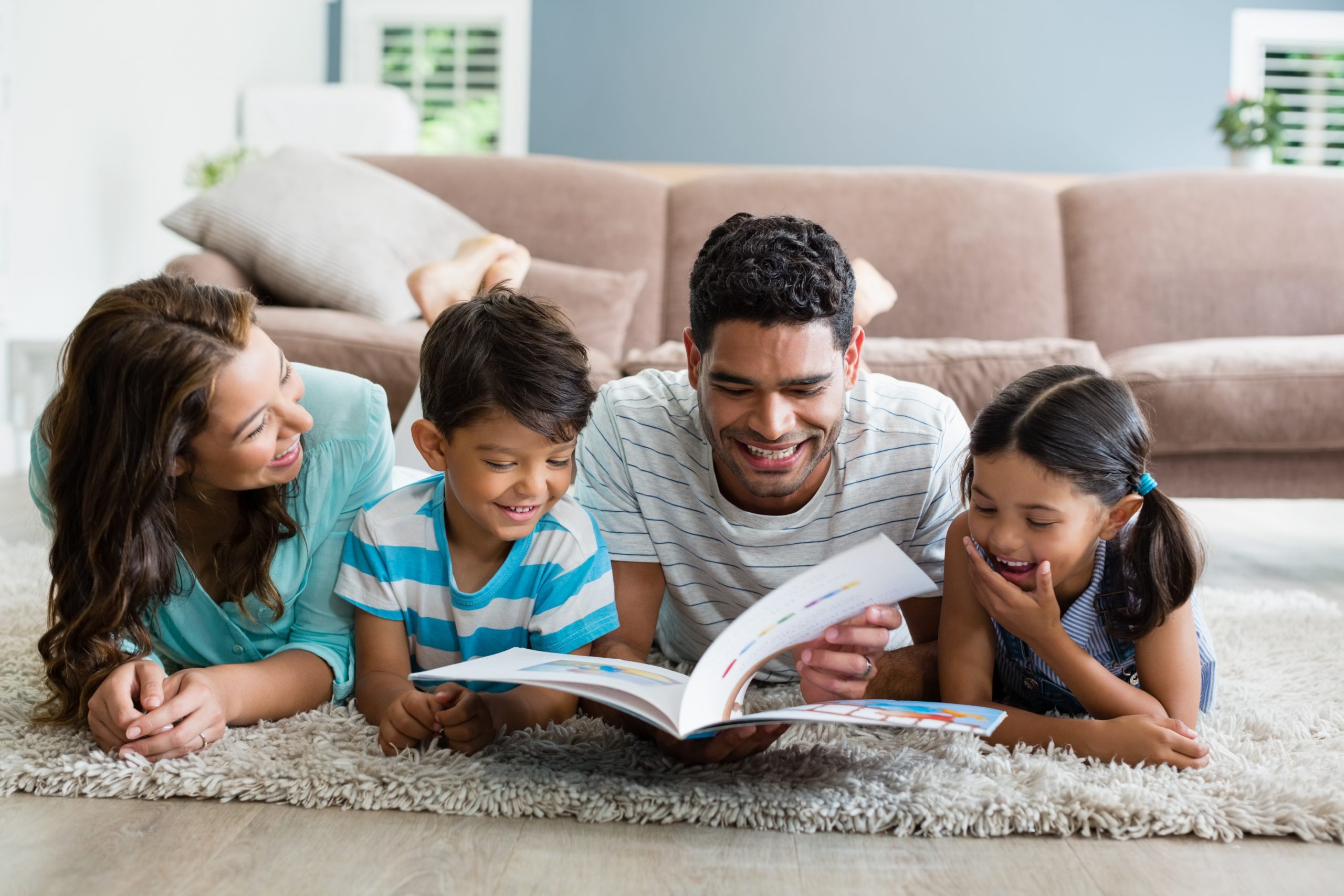 family reading together