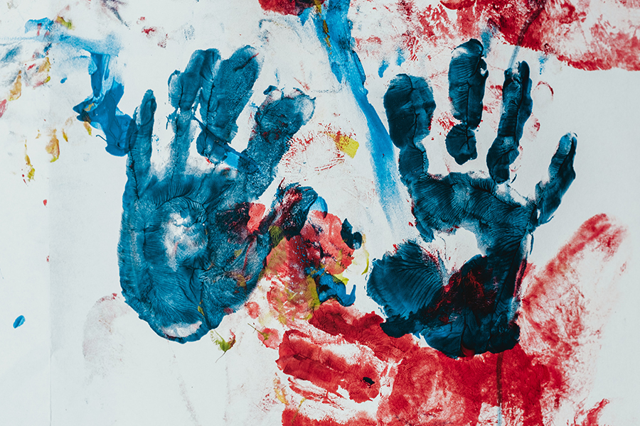 messy handprints